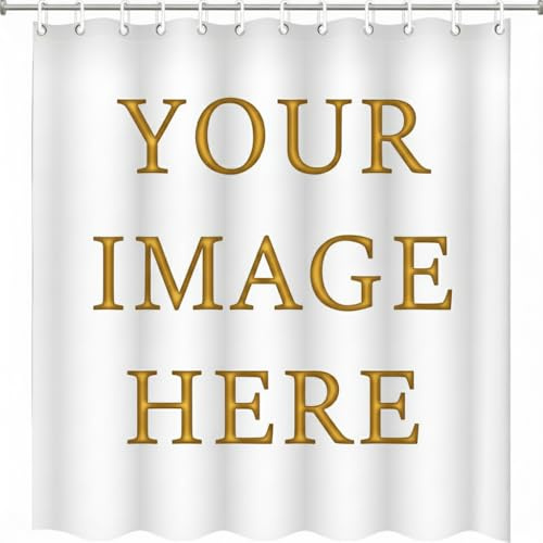 SENSING Rideau de Douche Personnalisé avec Photo et Texte, Impression HD sur Tissu Polyester à Séchage Rapide, Œillets et Anneaux Adaptés à la Taille Inclus, Déco Salle de Bain
