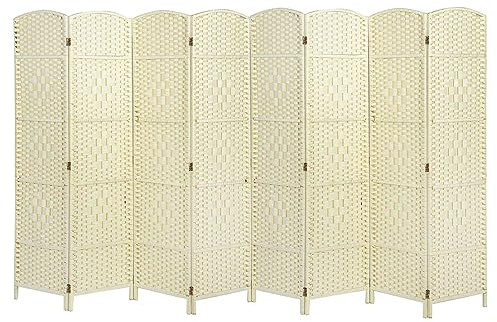 Panana 8 Panel Room Divider, Freestanding Partition Wooden Screen Folding Privacy Portable Partition Screen (Beige, 8 Panel-180cmTall)