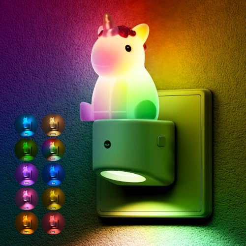 JandCase LED Nachtlicht Steckdose mit Dämmerungssensor, 3D Niedliches | Nachtlicht mit RGB Farbwechsel, Warmweiß Nachtlampe für Kinderzimmer, Flur, Treppenhaus, Schlafzimmer