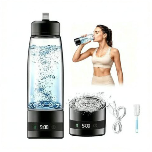 460ml Hydrogen Water Bottle, Portable Hydrogen Water Generator Maker | SPE & PEM Electrolysis Generator 3 Minute Hydrogen Production, USB Rechargeable Water Cup, Leakproof Design for Home, Offic