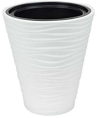 Pot de fleur Sahara plastique cache pot blanc 44.5 bac interne vase a fleur