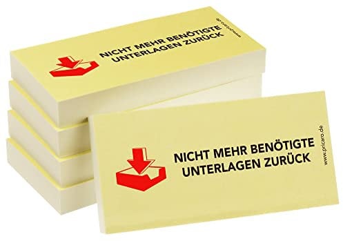 PRICARO Haftnotizen Unterlagen zurück, 100 Blatt, 5 Stück