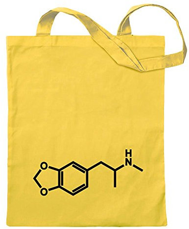 Kiwistar - Baumwolltasche - gelb - Ecstasy Formel - Tragetasche Stoffbeutel Umhängetasche Langer Henkel