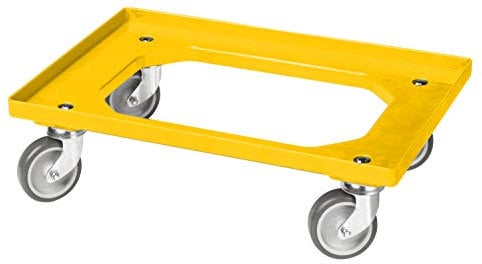 Transportroller für Kisten 60 x 40 cm mit 4 Lenkrollen in gelb
