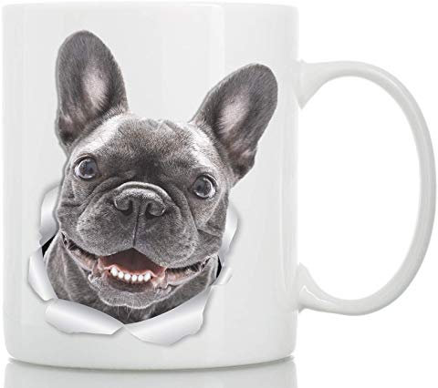 Smiling French Bulldog Mug - Ceramic French Bulldog Cofee Mug - Perfect French Bulldog Gifts - Funny Cute French Bulldog Dog Coffee Mug for Dog Lovers (11oz)