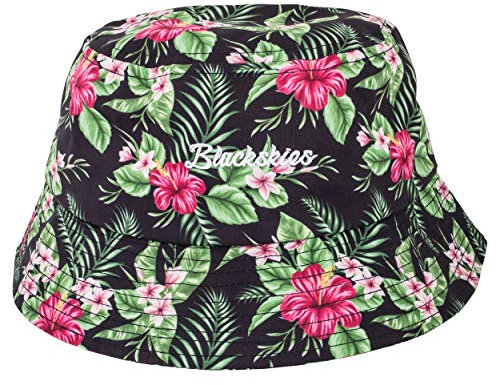 Blackskies® Oahu Bucket Hat | Unisex Sonnenhut Fischerhut Anglerhut Herren Damen Grün Blumenmuster