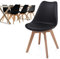 MIADOMODO® Esszimmerstühle 2er 4er 6er 8er Set - Skandinavischer Stil, Modern, Gepolstert mit Sitzkissen, aus Kunststoff & Massivholz, Farbwahl - Küchenstuhl, Wohnzimmerstuhl, Stühle (6er, Schwarz)
