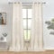 Melodieux Gardinen Beige Transparent Leinen Optik Vorhänge Kurz mit Ösen für Wohnzimmer Schlafzimmer, 2er Set 183x140cm