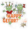 Spreadshirt Die Olchis Classic Happy Gefurztag Geburtstag Sticker, max. 10 x 10 cm, 10 x 10 cm, Transparent glänzend