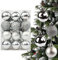Yisscen 24er Set Weihnachtskugeln ø 4cm Weihnachtskugeln Silber,Christbaumkugeln aus Kunststoff,Weihnachtsbaumschmuck Weihnachtsbaumkugeln,Wiederverwendbar Party Deko Kugeln - 4 Stile