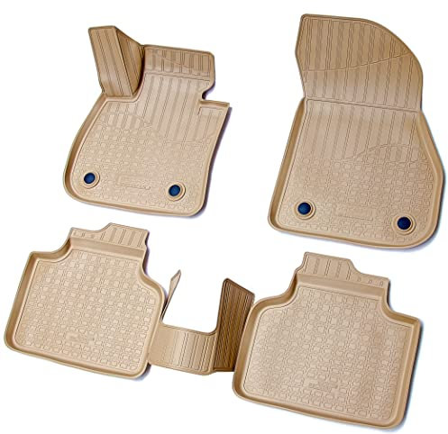 Recambo 3D Gummi Fußmatten kompatibel für BMW 2er Active Tourer | F45 | ab 2014> | Auto Gummimatten | Passgenau | mit Rand | beige