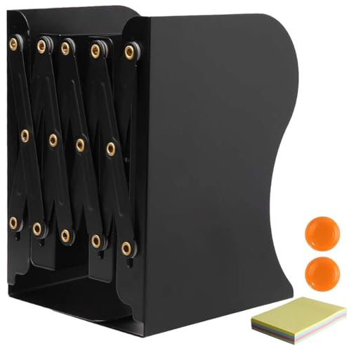 DIFIT Buchstütze, Verstellbar Buchstützen, Metall Bücherstützen, Erweiterbare Bücherhalter Book End, Bücherstütze für Regal, Schwarz Buchstützen Metall für Schreibtisch(1Stück)