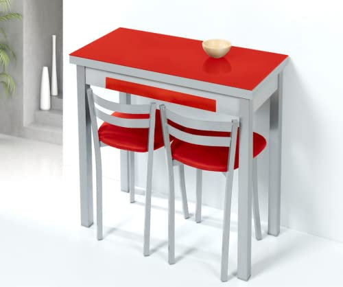 KITKAY Mesa Libro de Cristal Lena de 80x40 con Cajón - Muestra Cristal Rojo