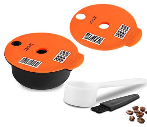 RECAFIMIL Dosettes de café réutilisables Tassimo - Capsules de café rechargeables - 180 ml - Capsules en plastique PP avec couvercles de rechange de 60 ml- Accessoire pour machine à café Tassimo