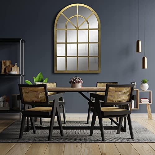 Espejo Ventana Fabricado en España – Mod-Catania Industrial – Acabado Artesanal – Espejo de Pared Ideal para Salón, Recibidor, Vestidor, Dormitorio y Baño. (70x100 cm, Oro Envejecido)