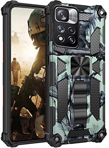 xinyunew Compatibile con Cover Xiaomi Redmi Note 11 4G Smartphone,Compatibile con Xiaomi Redmi Note 11S Cover Grado Militare Protezione Full Body : Case Antiurto 3 Strati (Verde Chiaro)