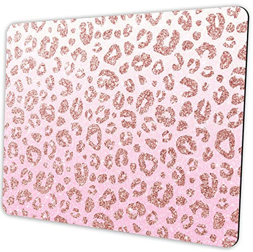 Shalysong Tapis de souris rose imprimé léopard personnalisé pour ordinateur portable tapis de souris en caoutchouc antidérapant pour femme accessoires de décoration de bureau 24,1 x 20 cm
