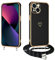 E-Lush Handyhülle für iPhone 13 Hülle mit Band, Handy Hülle für iPhone 13 mit Kette Schutzhülle Herz Love Muster Galvanik Silikon Stossfest Case mit Kordel zum Umhängen Kameraschutz Cover, Schwarz