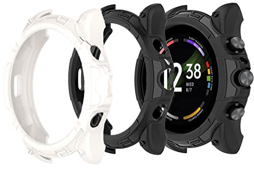 Compatible for Fossil Gen 6 44mm Case, onetuo Silicone Protective Case Cover Bumper Compatible with Fossil Men's Gen 6 44mm Smartwatch (2 pack-White+Black)