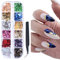 JAWSEU Nagel Pailletten Glitzer Kit, Blattgold Nailart Glitter Flitter Paillette Shiny Gold Folien 3D Nail Art Aufkleber DIY Nagel Kunst Dekoration für Gesicht Körper Glitzer