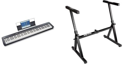 Casio CDP-S110BK Digitalpiano mit 88 gewichteten Tasten, schwarz & Rockjam Heavy Duty Z-Tastaturständer für digitale Klaviere und elektronische Keyboards - Schwarz