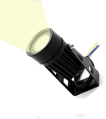 Partenopea® Proiettore Led Cob da esterno faretto orientabile fissaggio a parete luce per giardino, cespugli, statue, fontane, mura IP65 (Nero luce Naturale, 3.5w)