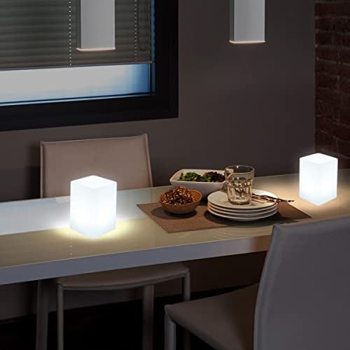 LANMOU RGB Dimmbar LED Batteriebetrieben Tischlampe USB Aufladbar Würfel Tischleuchte Kabellose 16 Farben mit Fernbedienung, IP54 Wasserdicht, Restaurant & Bar Atmosphäre Licht, 1200-mAh-Akku