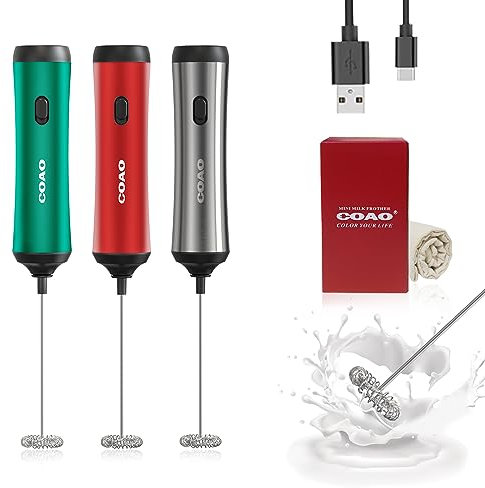 Espumador de Leche Eléctrico Batidora Matcha Mini Batidora automática para cóctel Batidora pequeña para Latte Espumadores de Leche de Mano Agitadores de Café de Acero Inoxidable Batidores de mano