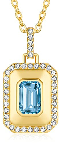 CDE Achteckige Kette Damen 925 Silber Halskette Anhänger 12A Zirkonia Schmuck Geschenke für Sie Valentinstag Muttertag Weihnachten Geburtstags Mama Frau Frauen