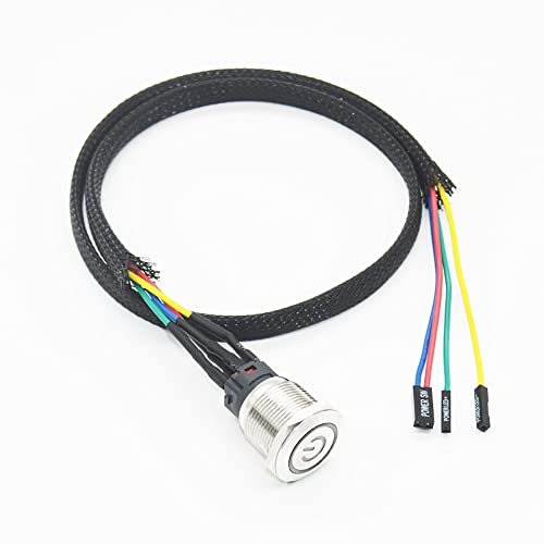 iHaospace Interruptor de alimentación de metal para ordenador de escritorio, botón de encendido y apagado con botón de alimentación LED, cable SW (16 mm)