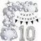 Hongyantech 111 Stück Geburtstag Ballon Girlande Silber, 10. Geburtstag Dekoration, Unisex-Kinder, Familienfeier, Freunde, Eltern