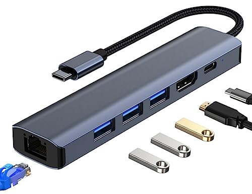 H32CS USB C Hub 8 in 1 Docking Station USB C Adapter mit 4K-HDMI USB 3.0 Port, Ethernet RJ45 Port, Type C PD, Compatible con MacBook Pro/Air, varios dispositivos tipo C