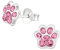 Laimons Mädchen-Ohrstecker Ohrringe Kinderschmuck Hundepfote Pfote mit Glitzer aus Sterling Silber 925 (Rosa)