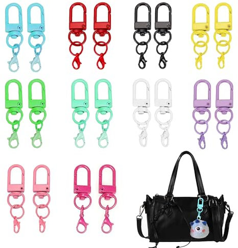 XCSJ 20 Pcs Schlüsselband Trigger Karabinerhaken Schlüsselanhänger Haken Karabinerverschlüsse Drehbare Karabinerhaken aus Legierung Bunte Hummer Haken für Schlüssel, Hängende Spielzeuge, Diy Zubehör