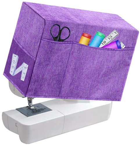 Buziba Funda protectora acolchada para máquina de coser, con bolsillos de almacenamiento, compatible con la mayoría de máquinas y accesorios estándar Singer & Brother (morado)