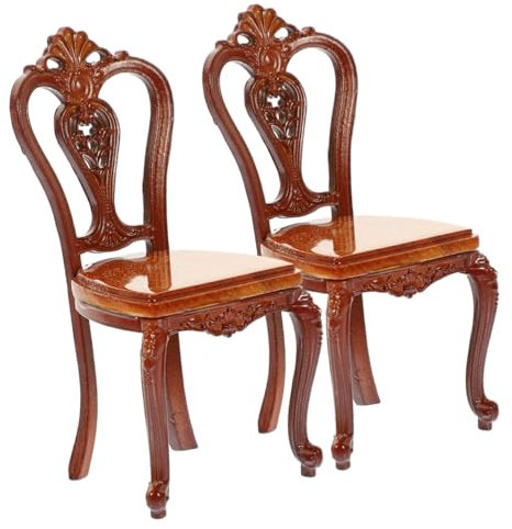 Toyvian 2st Mini-rückenstuhl-Ornamente Puppenhaus-möbel-Spielzeug Spielhaus Möbel Spielzeug Puppenhausmöbel Aus Holz Miniatur-Stuhl- Mini-Stuhl Hölzern Requisiten Baby Individuell