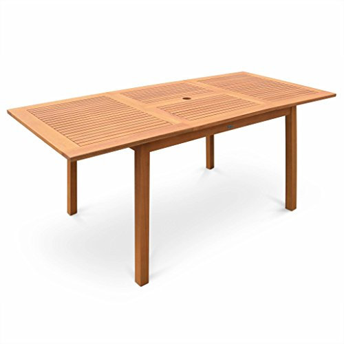 Alice's Garden - Holz-Gartentisch 120-180 cm - rechteckig mit Verlängerung aus Eukalyptus - Almeria