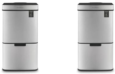 Les Collectors Poubelle de tri à capteur Inox brossé N°1012, Capacité 69L, 3 Compartiments (47+11+11L), Ouverture Supérieure Automatique, Système Détection Infrarouge, Fermeture Silencieuse, Design