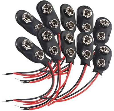 CGEAMDY 10 Stück 9-V-Batterie-Schnappverbindung Typ I, 9V I-Typ Batterie-Steckverbinder 15cm Lederkabel, Adapter-Anschlusskabel Für 9V-Alkalibatterien, LED-Lichtleisten