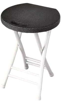 DANBOOL Leichter Klapphocker, 18 Zoll tragbarer runder Hockerstuhl, Kunststoff-Klapphocker mit Griff für Freizeitspielzimmer, 230 Pfund Kapazität, schwarz