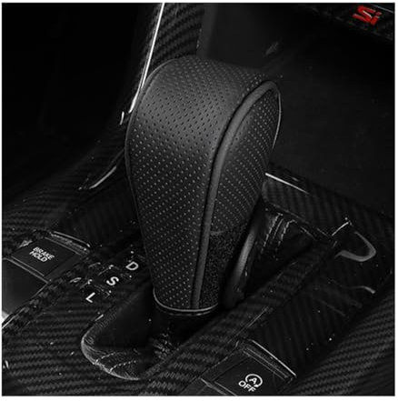 Adunsiaoto Universal Anti-Rutsch Atmungsaktive Leder Auto Schaltknauf Abdeckung, Klettverschluss Design Leder Atmungsaktiv Auto Schalthebelknauf Abdeckung(Schwarz)