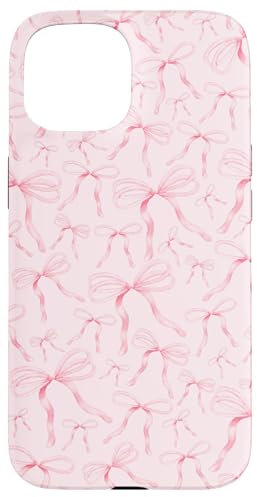 Coquette Pink Bows Aesthetic Ribbons Watercolor Phone Case for iPhone 15