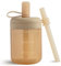 Moonkie Trinklernbecher, Trinkflasche mit Strohhalm, Silikon Trinkbecher für Baby und Kinder, Strohhalmbecher mit Deckel Auslaufsichere, BPA-freie, Baby Becher ab 6 Monate, 5 oz(Hellkaffee)
