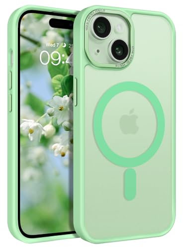 VENINGO iPhone 15 Case, Phone Case iPhone 15 [Compatible with MagSafe][Car Mount Supported] Magnetic Translucent Matte Slim Thin Magnetic Shockproof Protective Cover for iPhone 15 6.1, Matcha Green