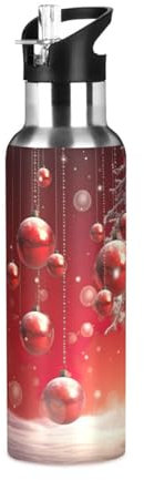 Cgiub Bouteille d'eau isotherme à double paroi en acier inoxydable avec couvercle à paille - 950 ml - Pour sports de plein air, salle de sport