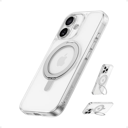 Anker Ultra Magnetic for iPhone 16 Plus Case with Sturdy 360° Ring Stand, Military-Grade Shockproof iPhone 16 Kickstand Compatible with MagSafe(Clear)