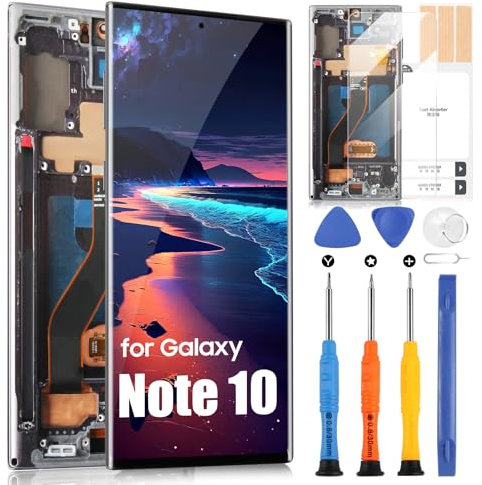 TFT pour Samsung Galaxy Note 10 Écran LCD pour Galaxy Note 10 SM-N970F SM-N970U Écran Tactile Digitizer Assemblée avec Réparation Kit Noir avec cadre, Sans déverrouillage d'empreinte digitale)