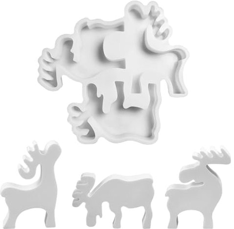 Silikonformen Gießformen Weihnachten Elch Kerzenformen zum Gießen, 3 Stück Silikonform Weihnachten Silikonform Elch Gips Zum Gießen, Gießformen Silikon Gießform Weihnachten Elch Giessformen Silikon