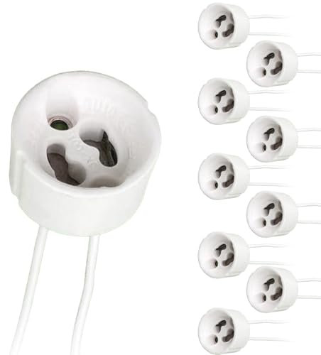 Lot de 10 douilles GU10, câble d'alimentation en silicone, 15 cm, culot en céramique GU10, pour LED, ampoule, halogène, résistance à la chaleur jusqu'à 600 °C, 0-250 V, 0-300 W