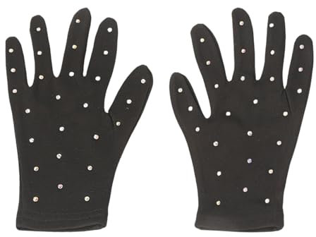 Qianly Wettkampfhandschuhe für Eiskunstlauf, tragbare Modelle mit Glitzer, M Black